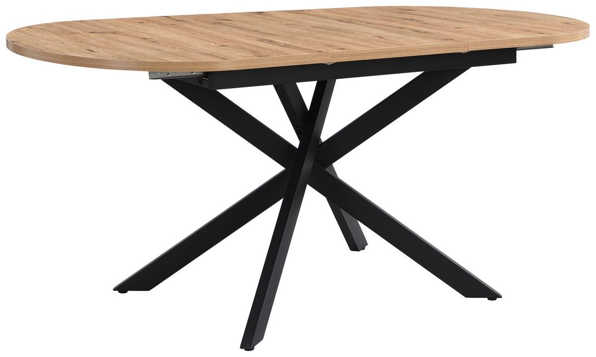 Esstisch ausziehbar Ezra 120-160x90 cm Wildeiche Dekor - Wildeiche/Schwarz, LIFESTYLE, Holzwerkstoff/Metall (120/75/90cm)