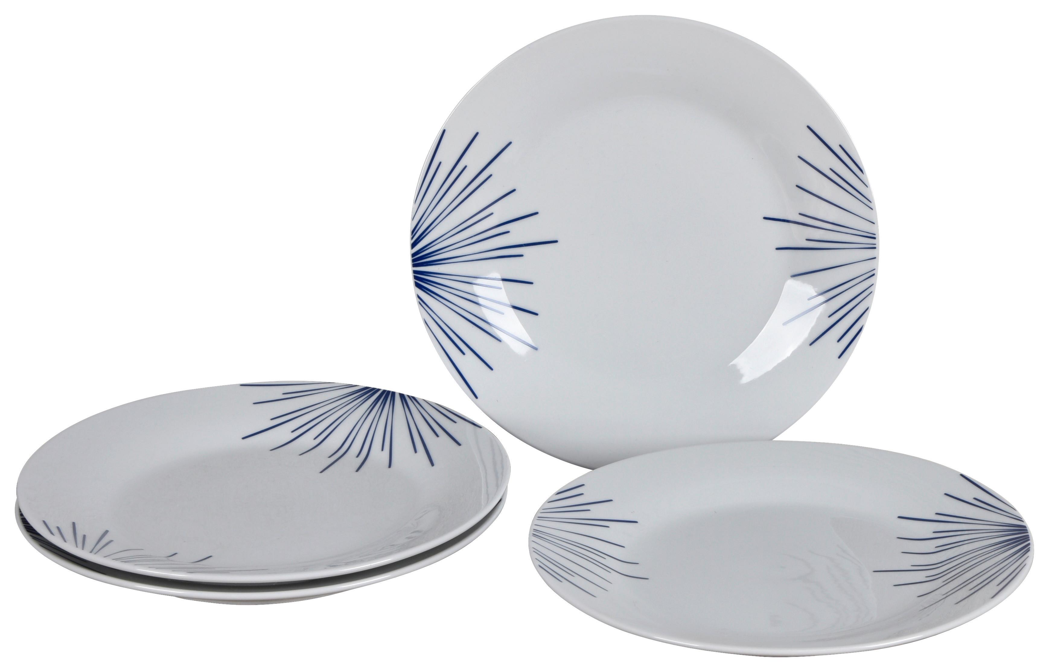 Desserteller Porzellan rund Mathilda ca. 19 cm - Blau/Weiß, Trend, Keramik (19cm) - Ondega