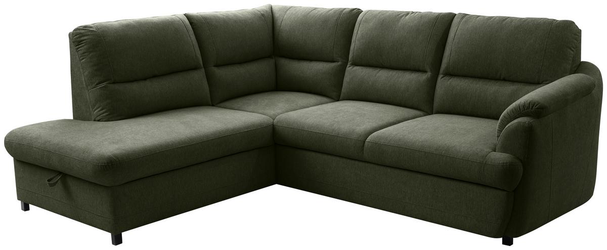 Rohová sedačka GUSTO, levá, zelená - černá/zelená, Basics, dřevo/textil (200/240cm)