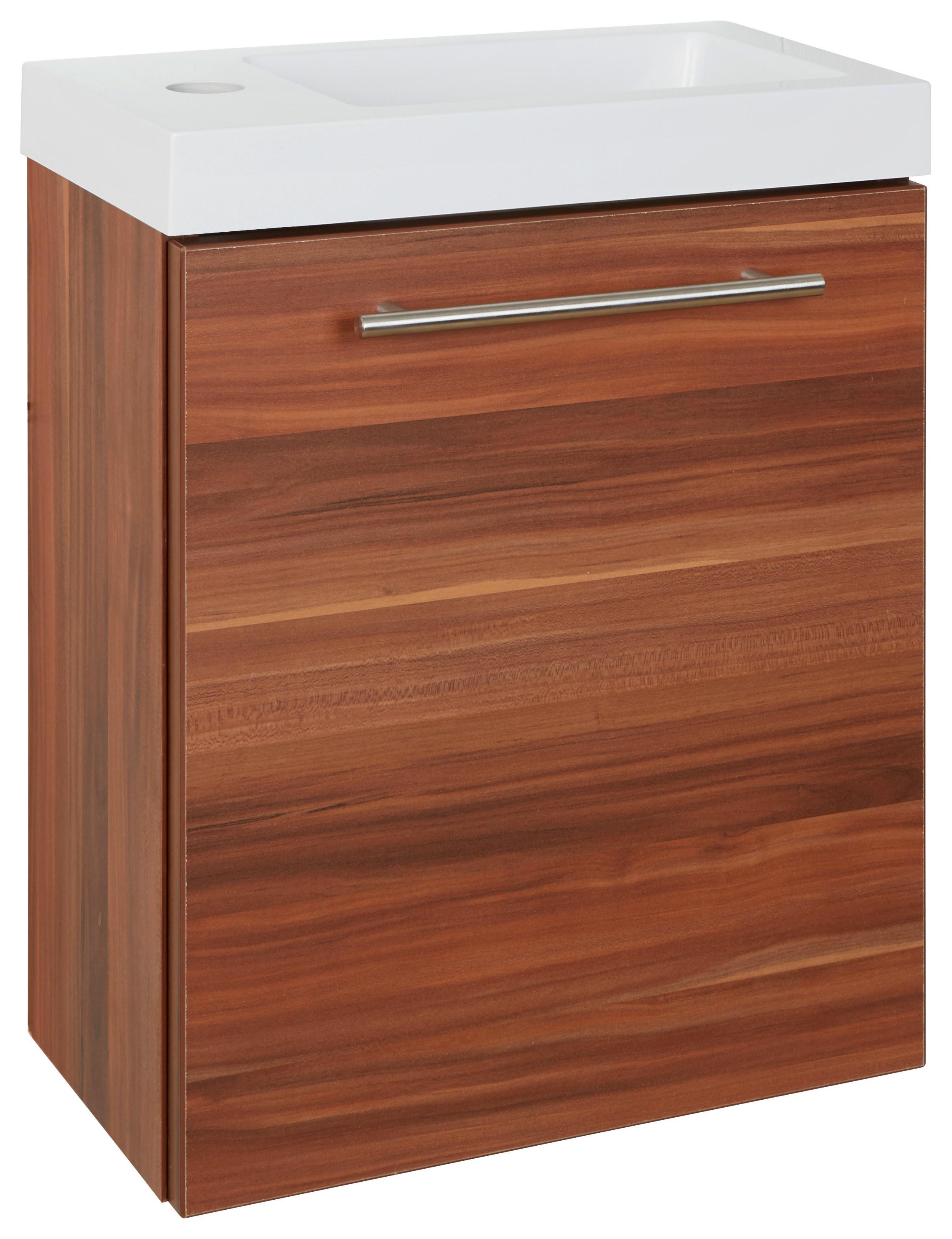 Waschbecken mit Unterschrank Fantasy B: 40 cm Nuss Dekor - Nussbaumfarben, MODERN, Holzwerkstoff/Stein (40/49/22cm)