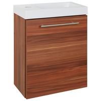 Waschbecken mit Unterschrank Fantasy B: 40 cm Nuss Dekor - Nussbaumfarben, MODERN, Holzwerkstoff/Stein (40/49/22cm)