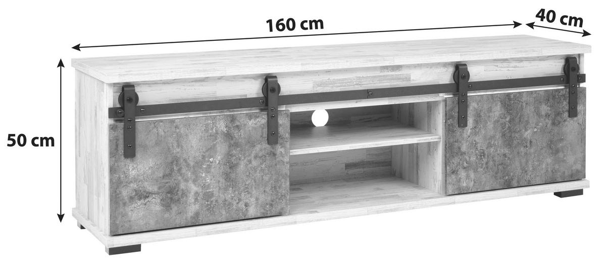 TV-Element Sevilla B: 160 cm Kiefer Dekor/Dunkelbraun - Schwarz, Basics, Holzwerkstoff (160/50/40cm) - MID.YOU