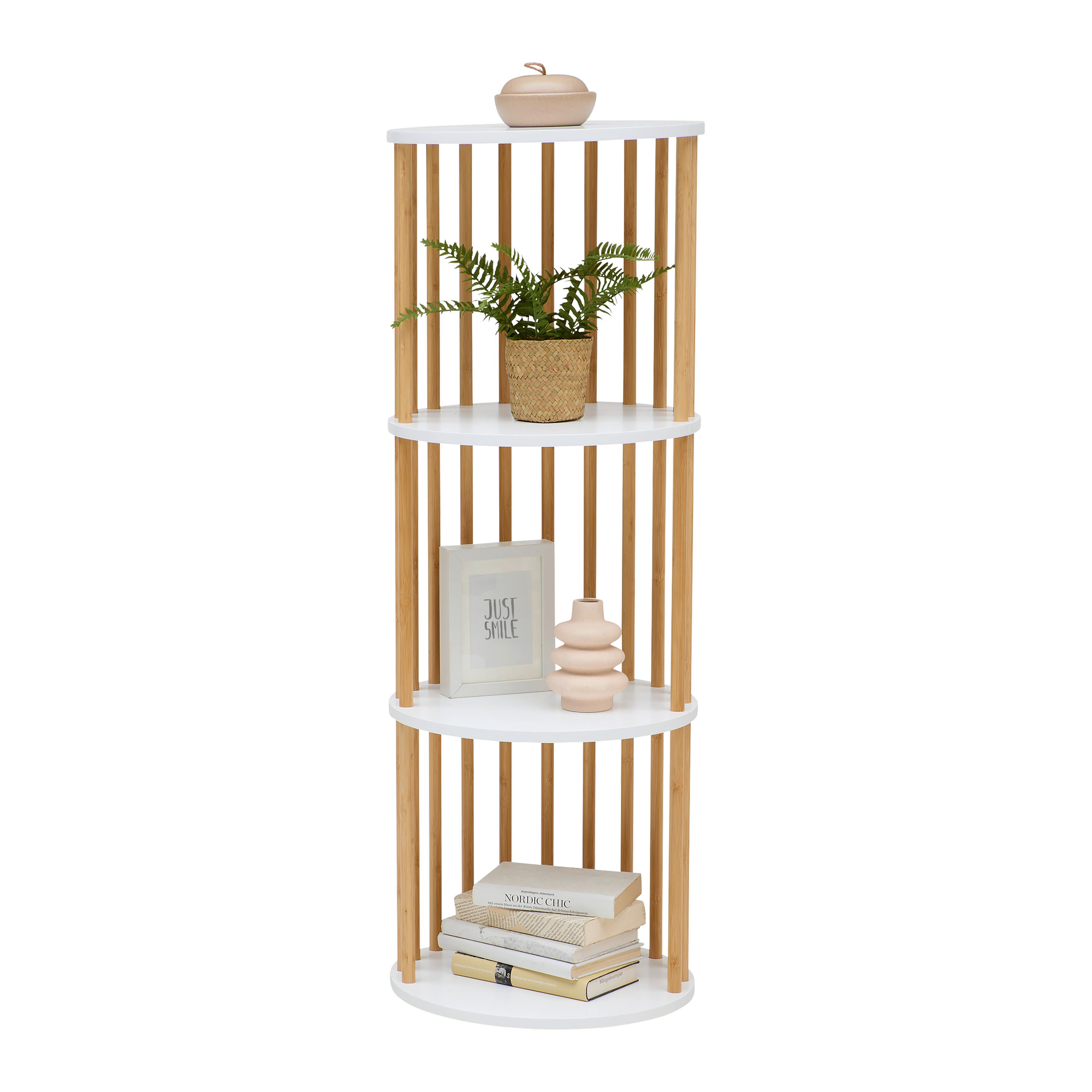 REGÁL ZORA -EXKLUSIV- - bílá/přírodní barvy, Moderní, kompozitní dřevo/přírodní materiály (40/114/40cm) - Mömax