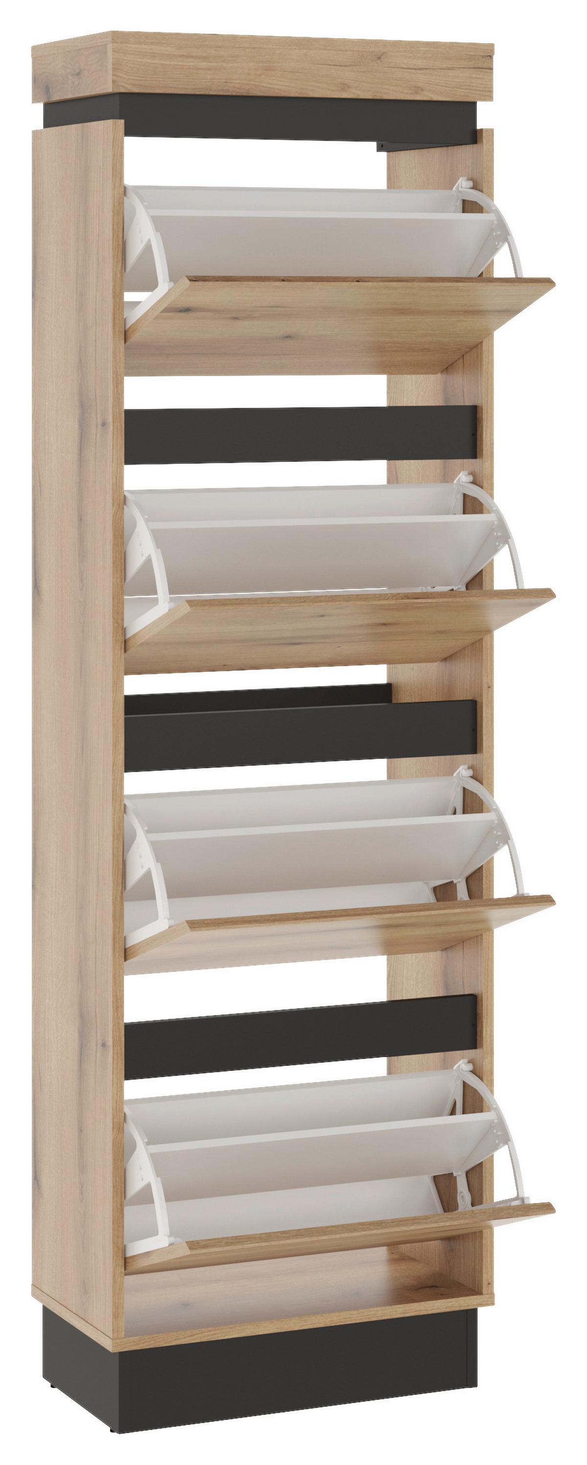 Schuhschrank Corte Grau/eiche Dekor B: 53,8 Cm - Trend, Holzwerkstoff (53,8/175,8/28,5cm)