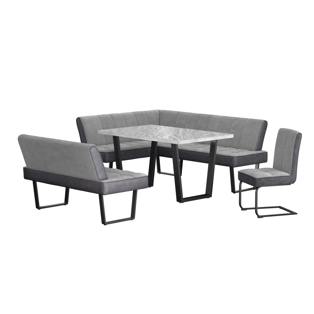 Eckbank Pag - Hellgrau/Schwarz, KONVENTIONELL, Textil/Metall (160/200cm) - MID.YOU