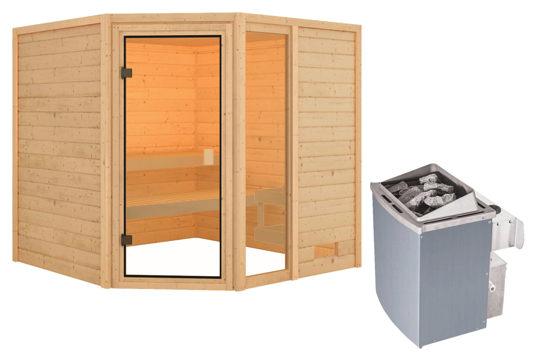 Sauna Lille 1 Mit Int. Steuerung 196x187x196 Cm - Naturfarben, Basics, Holz (196/187/196cm) - Karibu