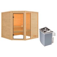 Sauna Lille 1 Mit Int. Steuerung 196x187x196 Cm - Naturfarben, Basics, Holz (196/187/196cm) - Karibu