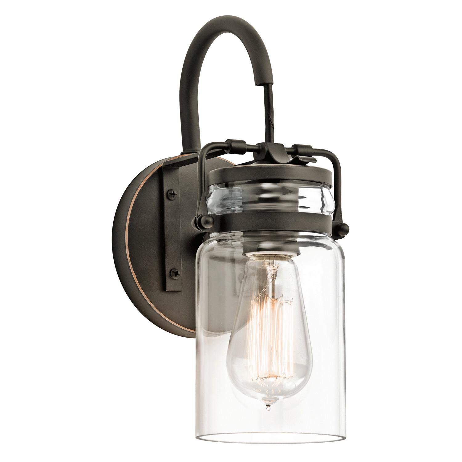 Wandleuchte Brinley 1-Flammig Bronzefarben - Bronzefarben, Design, Glas/Metall (15,9/12,7/29,2cm) - Elstead Lighting