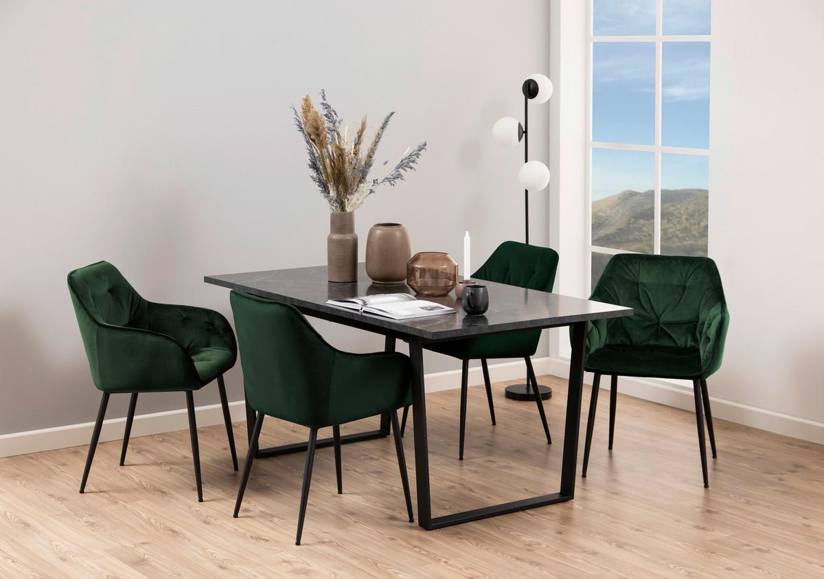 Jedálenský stôl AMBLE 160x90 - čierna, Trend, kov/kompozitné drevo (160/90/74cm) - MID.YOU