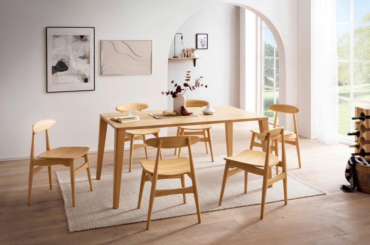 Esstisch Scandi Holz Naturfarben, B: 160 Cm - Naturfarben, ROMANTIK / LANDHAUS, Holz (160/78/90cm)
