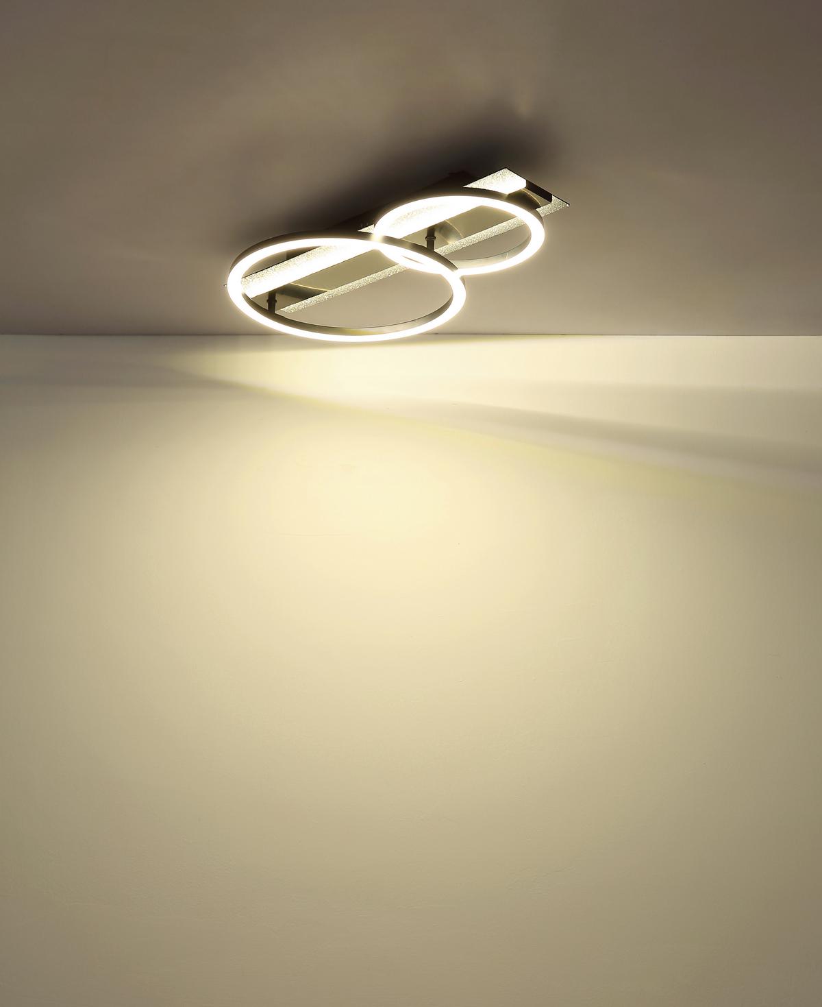 LED-Deckenleuchte 4000k, 30w - Silberfarben/Schwarzchrom, Design, Kunststoff/Metall (48,2/30/8,8cm) - Globo