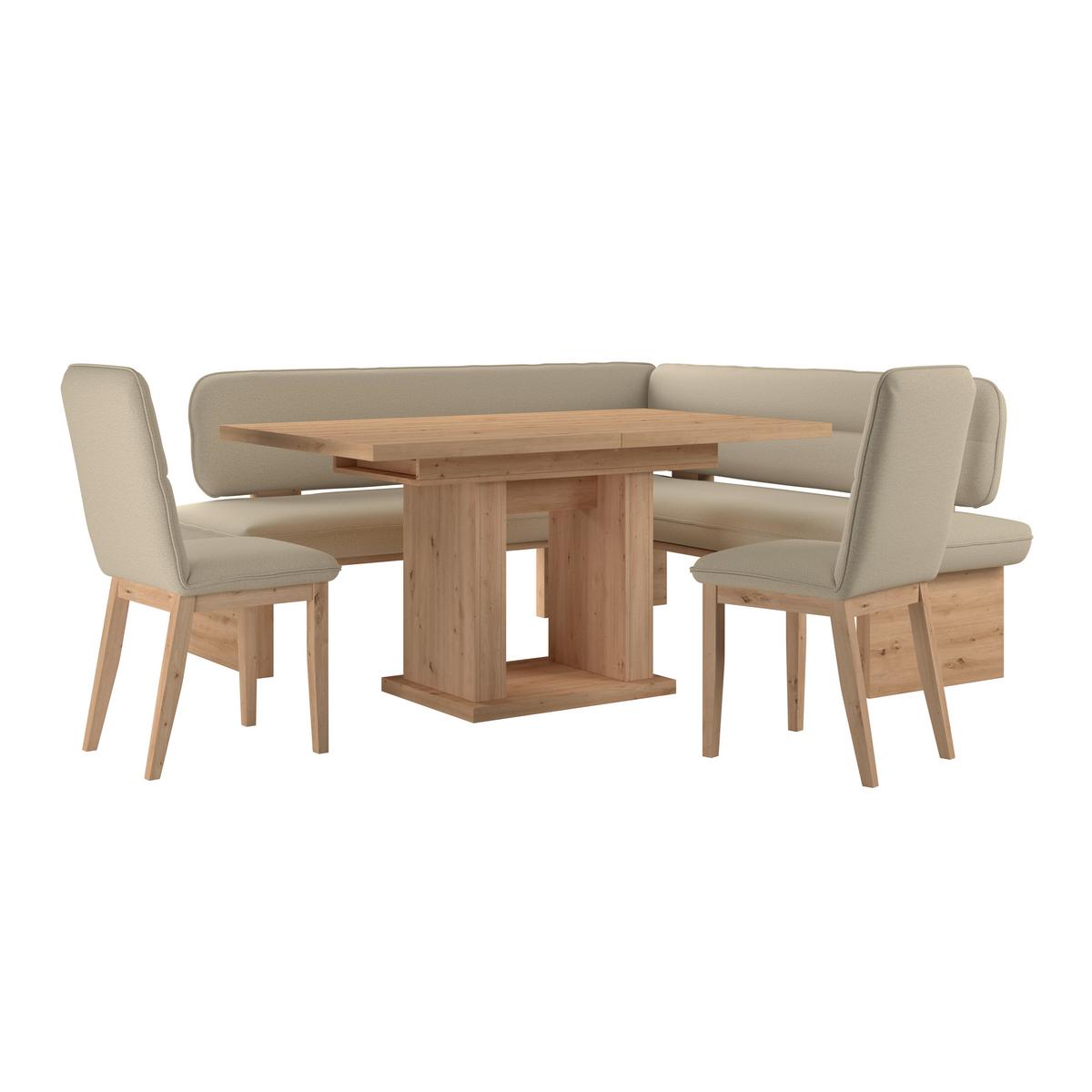 Eckbank Beluna Ii Webstoff Beige, B: 212cm - Eichefarben/Beige, KONVENTIONELL, Holz/Textil (212/170cm) - James Wood