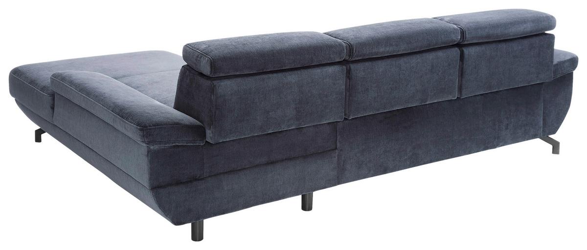 Ecksofa Rima - Silberfarben/Dunkelblau, MODERN, Textil (262/182cm) - Trendmanufaktur