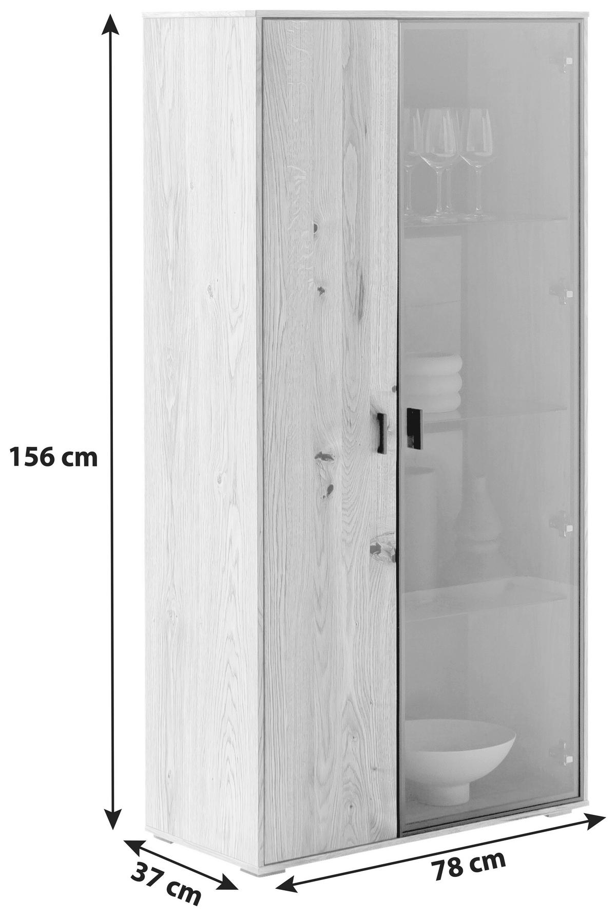 Highboard Assini Wildeiche B: 78 cm - Wildeiche, Design, Glas/Holz (78/156/37cm) - MID.YOU