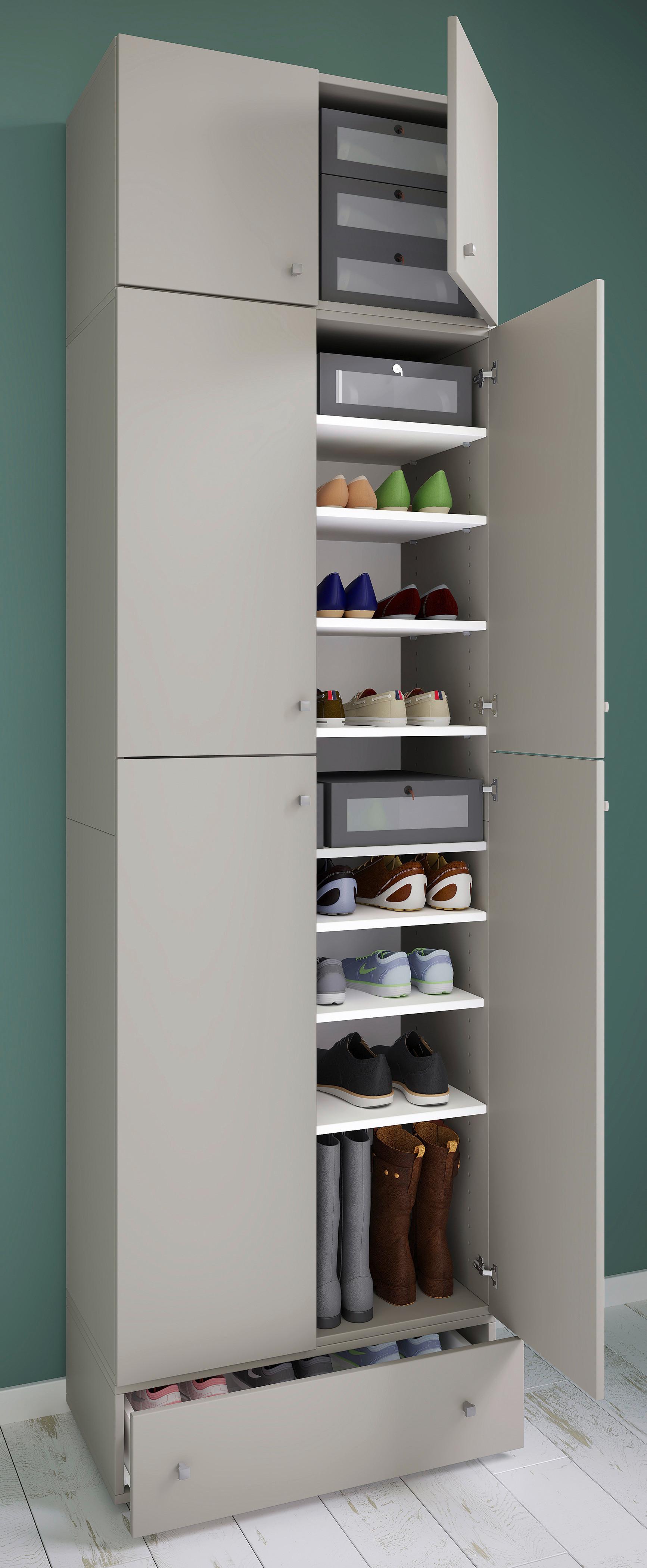 Schuhschrank Lona XXL Grau B. 70 cm - Schwarz/Grau, MODERN, Holzwerkstoff (70/240/39cm) - MID.YOU