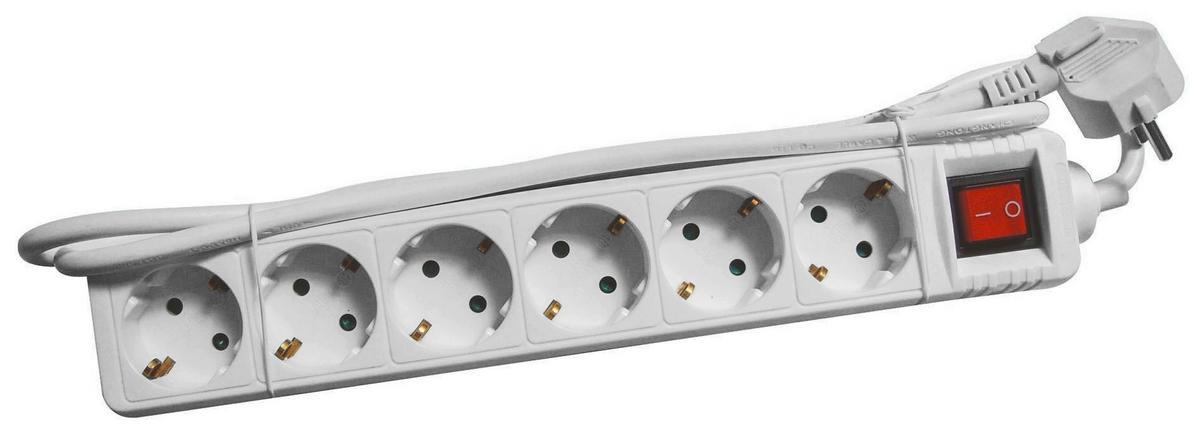 Steckdosenleiste 6-fach 140 Cm Weiß Mit Kontrollschalter - Weiß, KONVENTIONELL, Kunststoff (140cm) - Ondega