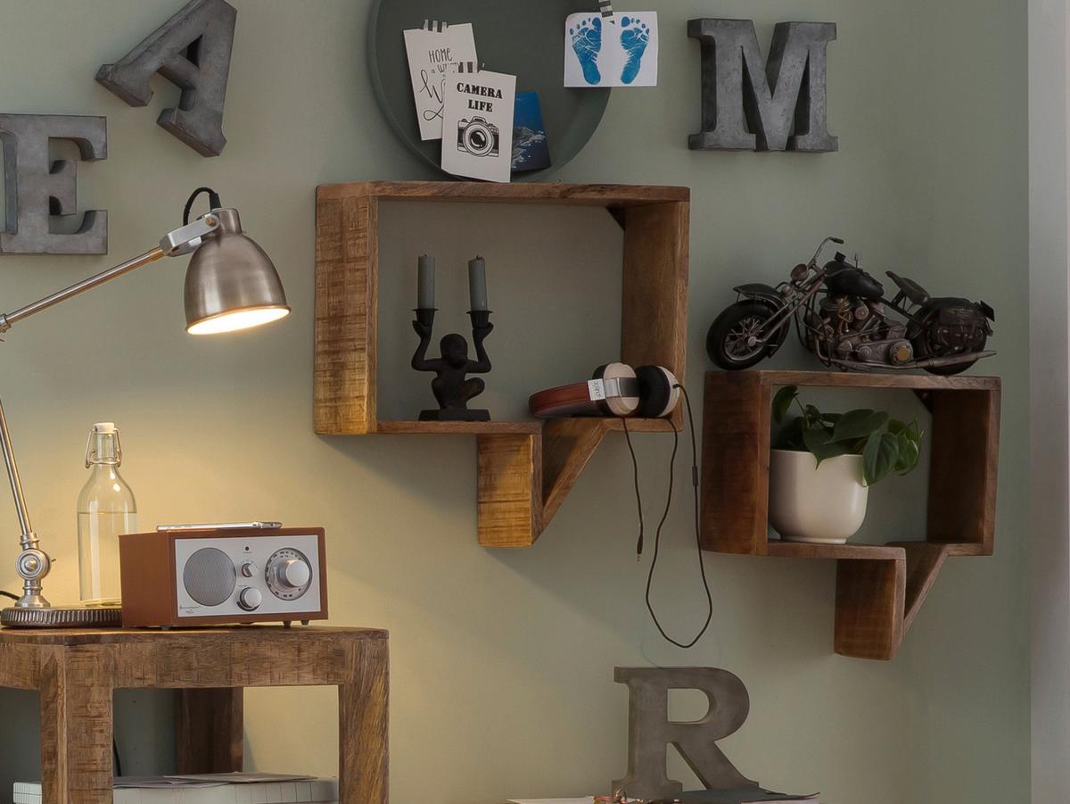 Wandregalset Naturfarben B: 46-39 cm - Naturfarben, Design, Holz (50-40/46-39/13-13cm) - Livetastic