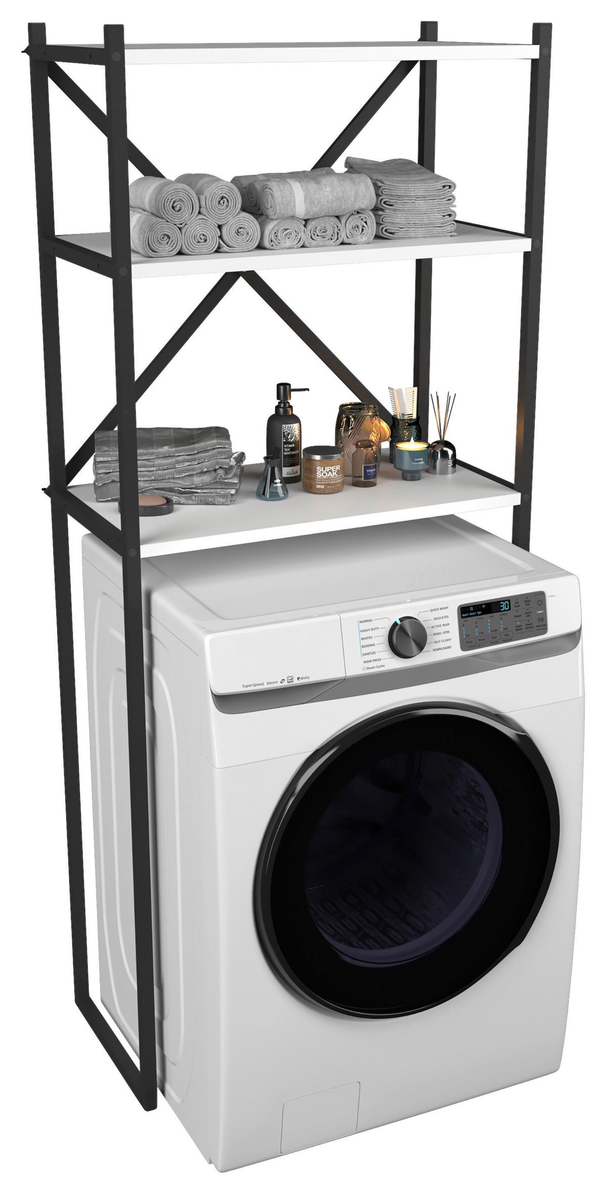 Waschmaschinenschrank Insasi - Weiß, MODERN, Holzwerkstoff/Metall (66/160/34cm) - MID.YOU