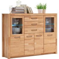 Highboard Fenja Buchefarben, B: 163 cm - Buchefarben, Design, Glas/Holz (163/122/40cm) - MID.YOU