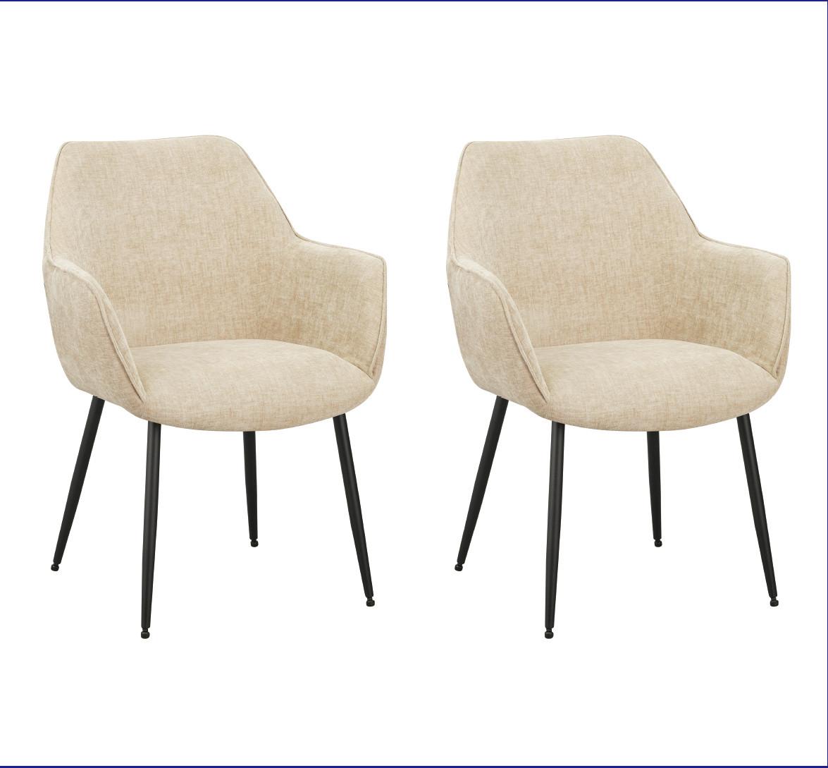 Armlehnstuhl-Set Rennes Beige B: 61 cm - Cognac/Beige, MODERN, Textil/Metall (61/84/59,5cm) - MID.YOU