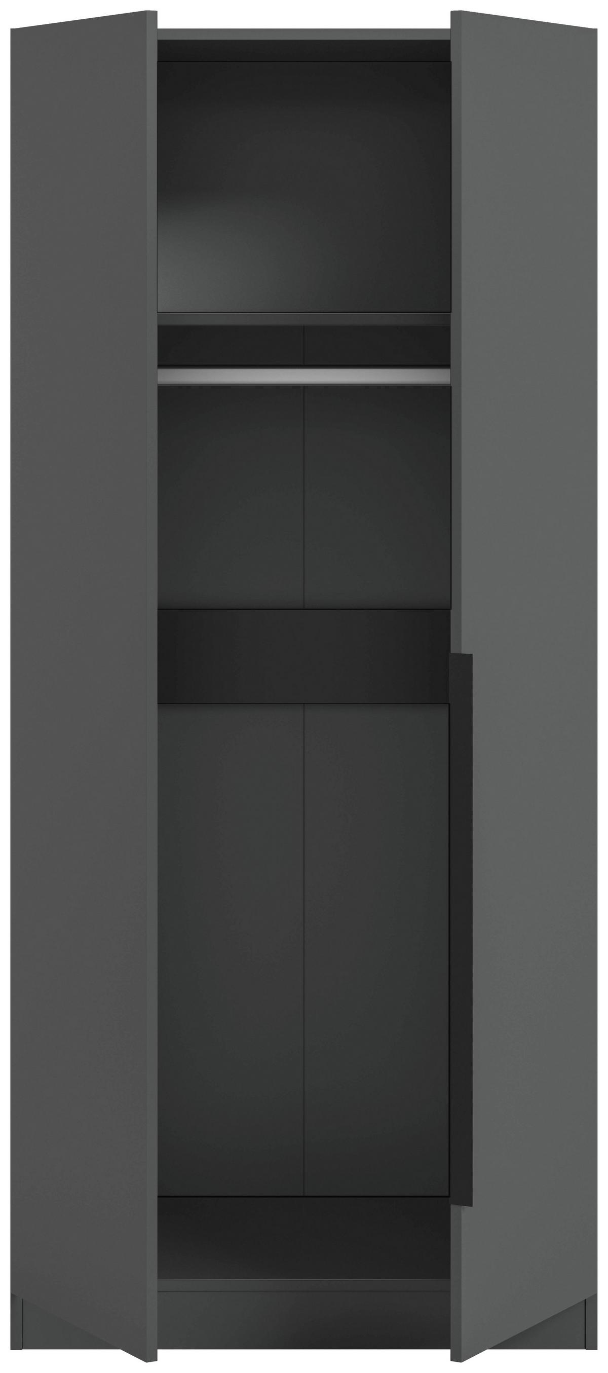 Šatníková skriňa Kopenhagen antracit - čierna/antracitová, Modern, kompozitné drevo/plast (80/181/52cm) - MID.YOU