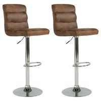 Barhocker mit Lehne 2er-Set Jordan Lederlook Braun/Chrom - Chromfarben/Braun, MODERN, Textil/Metall (42/98-120/51cm) - MID.YOU