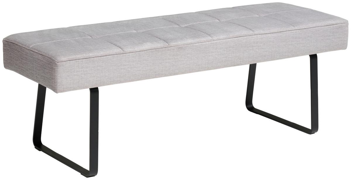 Sitzbank Tilos ohne Lehne Samt Grau, B: 140 cm - Schwarz/Grau, KONVENTIONELL, Textil/Metall (140/49/47cm) - MID.YOU
