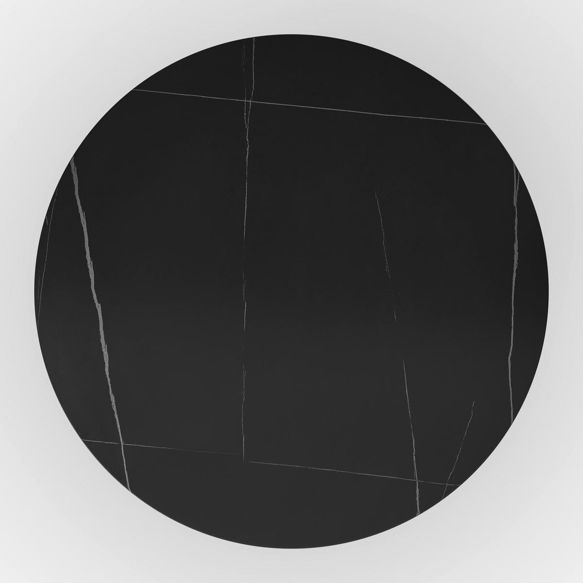 Jedálenský stôl Pela, P: 110 cm - čierna, Modern, kov/kompozitné drevo (110/110/75cm) - Bessagi Home