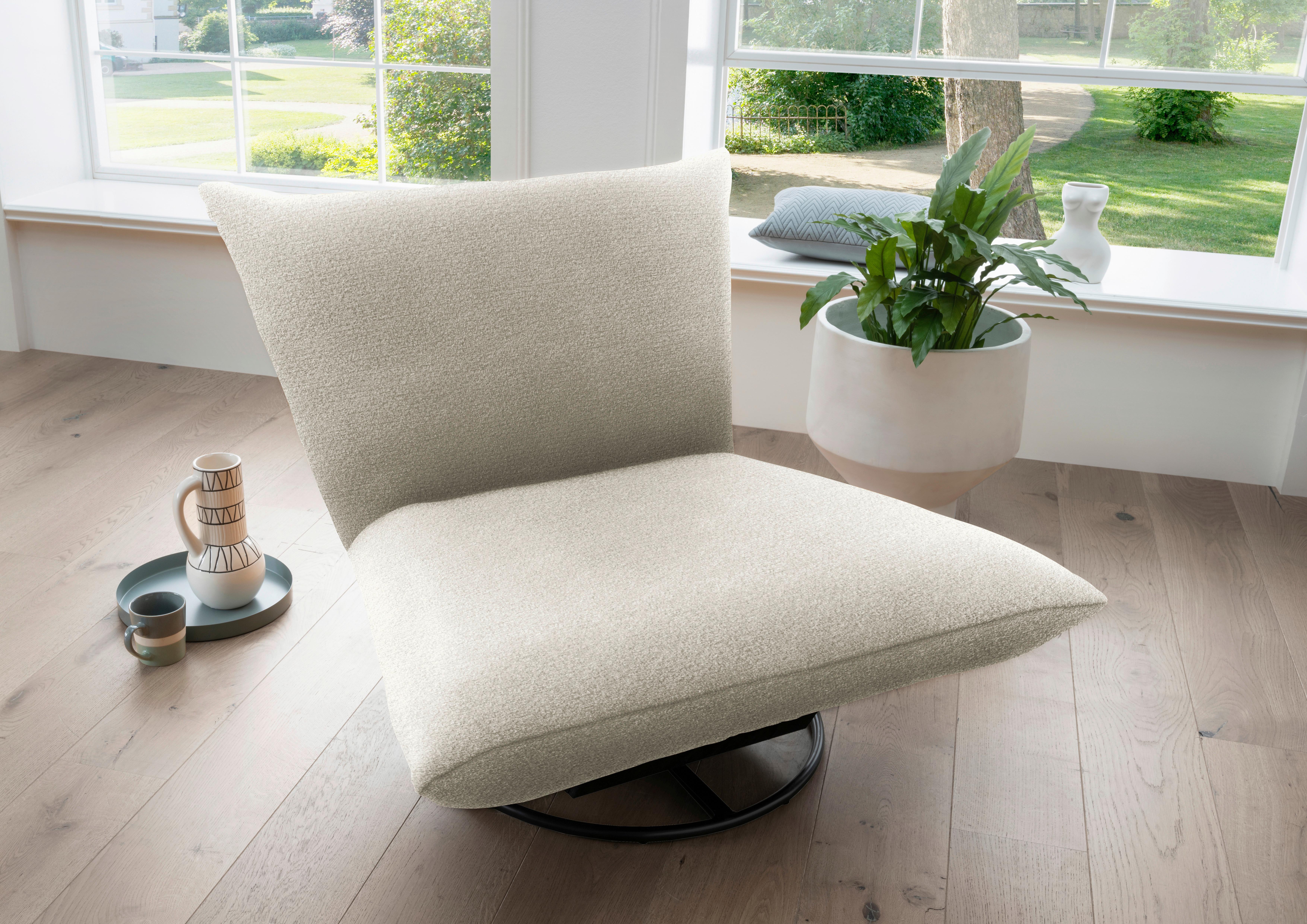 Relaxsessel Cremona Beige B: 100 cm - Creme/Schwarz, Design, Textil (100/78/96cm) - Livetastic