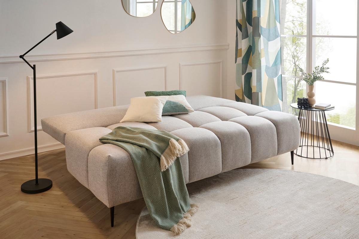 Schlafsofa Bobbio Grau B: 204cm - Schwarz/Grau, MODERN, Textil (204/90/95cm) - MID.YOU