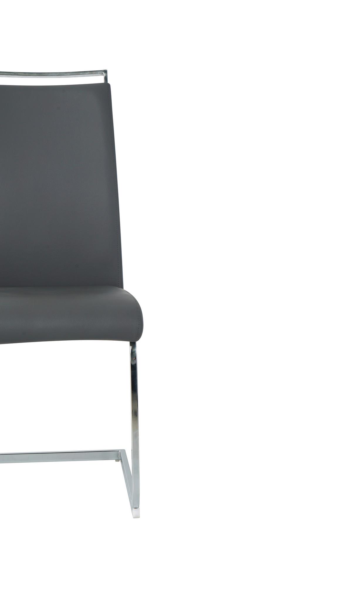 Stuhl-set Lederlook Grau, B: 42cm - Silberfarben/Grau, Design, Kunststoff/Textil (42/101/58cm) - Livetastic