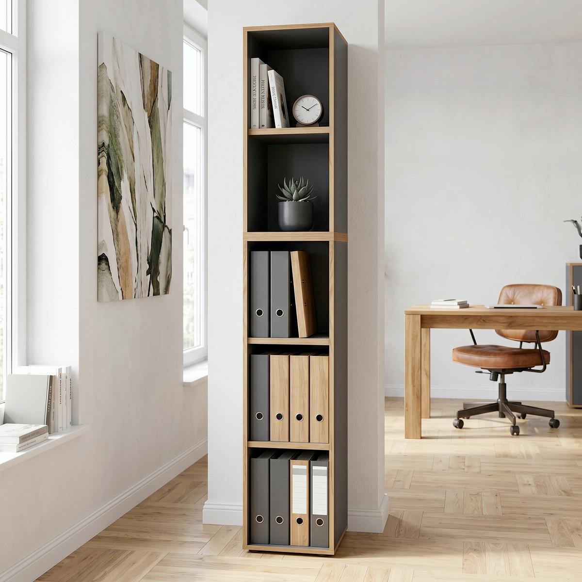 REGÁL NA DOKUMENTY SALIA B30 - černá/antracitová, Design, kompozitní dřevo/plast (30/183/33cm) - P & B