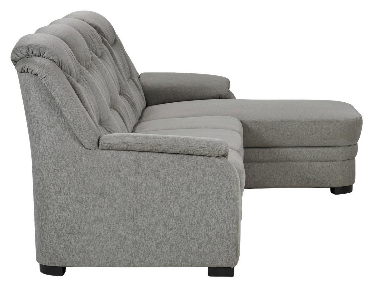 Ecksofa Marcus - Hellgrau/Schwarz, Basics, Textil (257/162cm) - MID.YOU