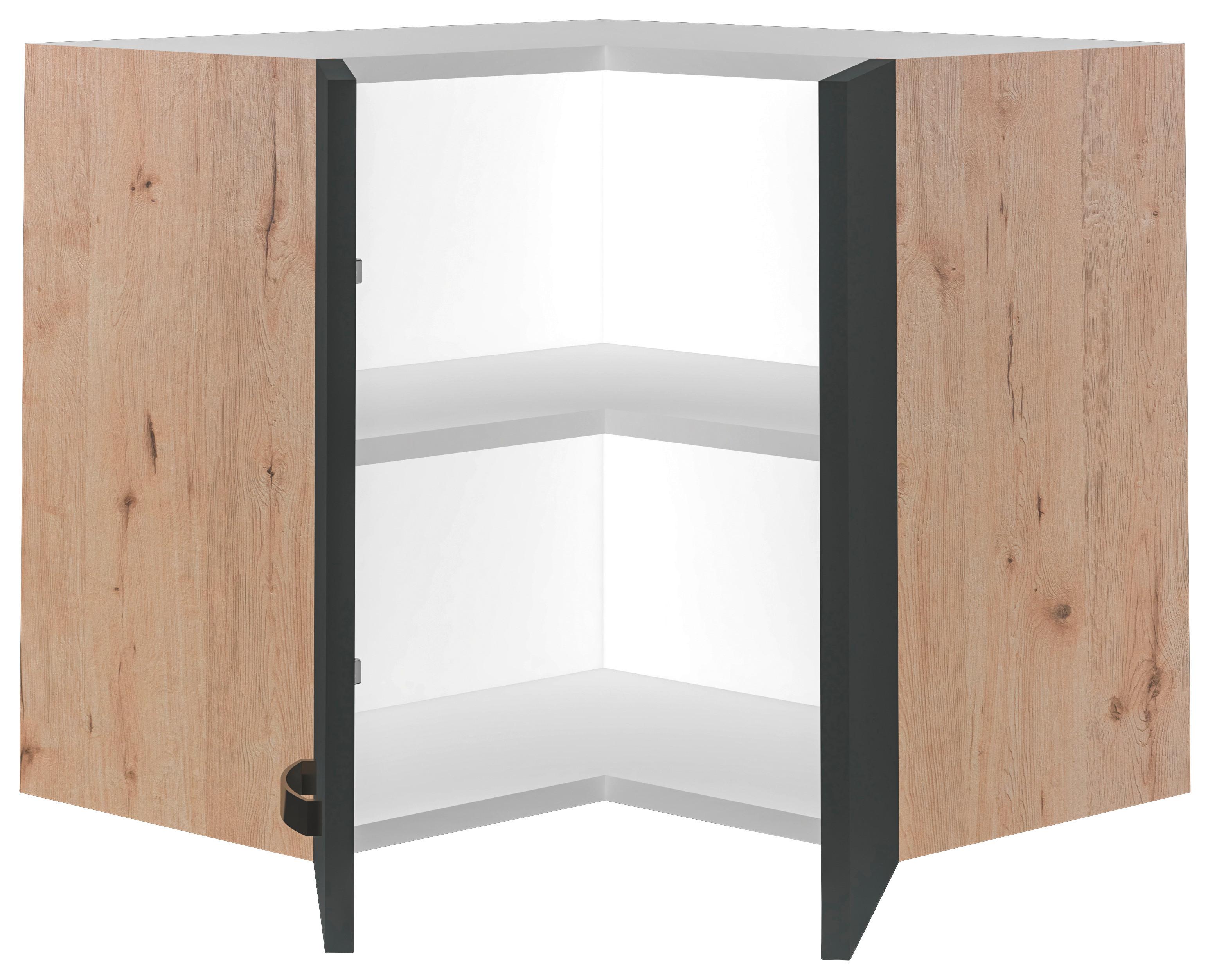 Rohová horní skřiňka SHADOW 60 - dub San Remo/tmavě šedá, Moderní, kov/kompozitní dřevo (60/54/32cm)