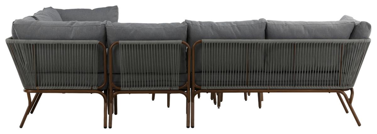 Loungegarnitur 4-Tlg Roxo Metall/Textil mit Kissen - Braun/Grau, KONVENTIONELL, Textil/Metall - Gardenson