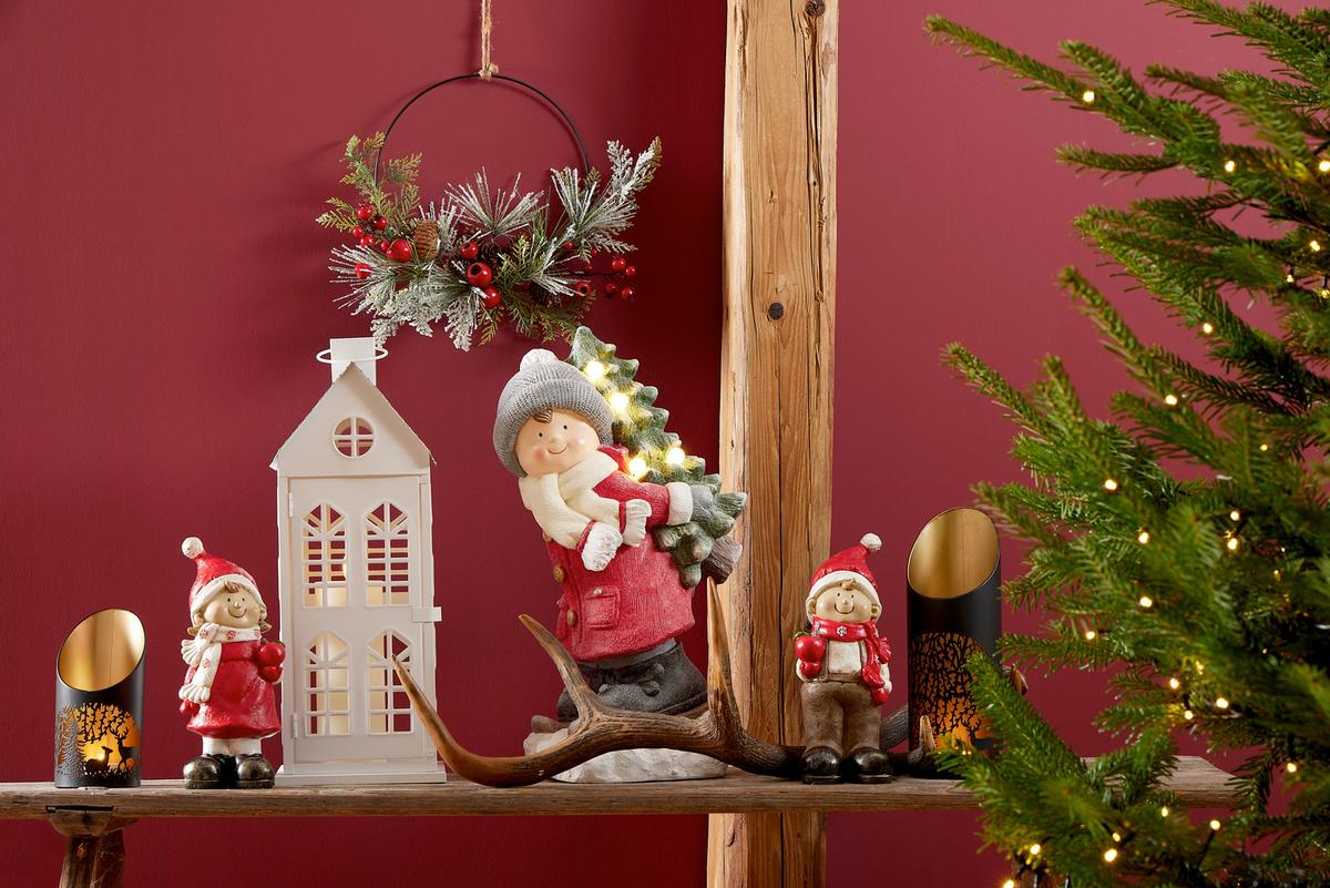 Windlicht Titiana M - Goldfarben/Schwarz, KONVENTIONELL, Metall (10/29cm) - Luca Bessoni