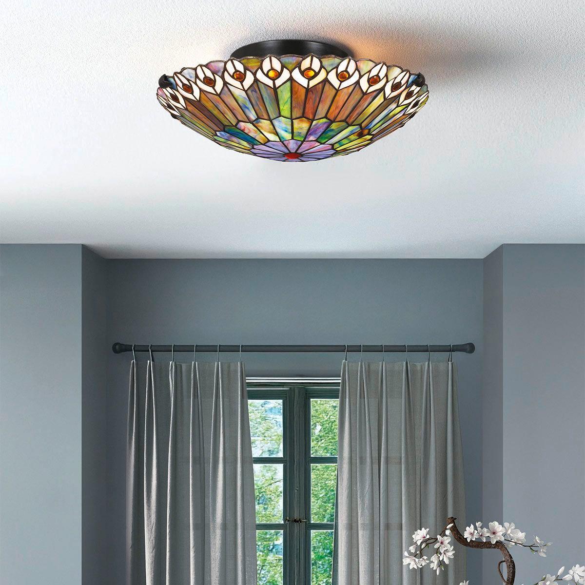 Mennyezeti Lámpa Qz-Watkins-F-Vb - sötétbarna/többszínű, Konventionell, üveg/fém (13,5/42,0cm) - Elstead Lighting