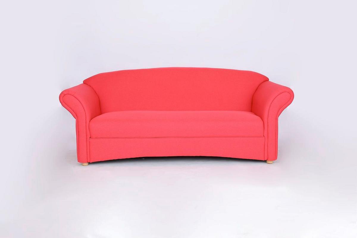 3-Sitzer Loretta ca. 204x83x85 rosa, Belastbarkeit ca. 300 kg - Hellrot, Basics, Holz/Textil (204/83/85cm)