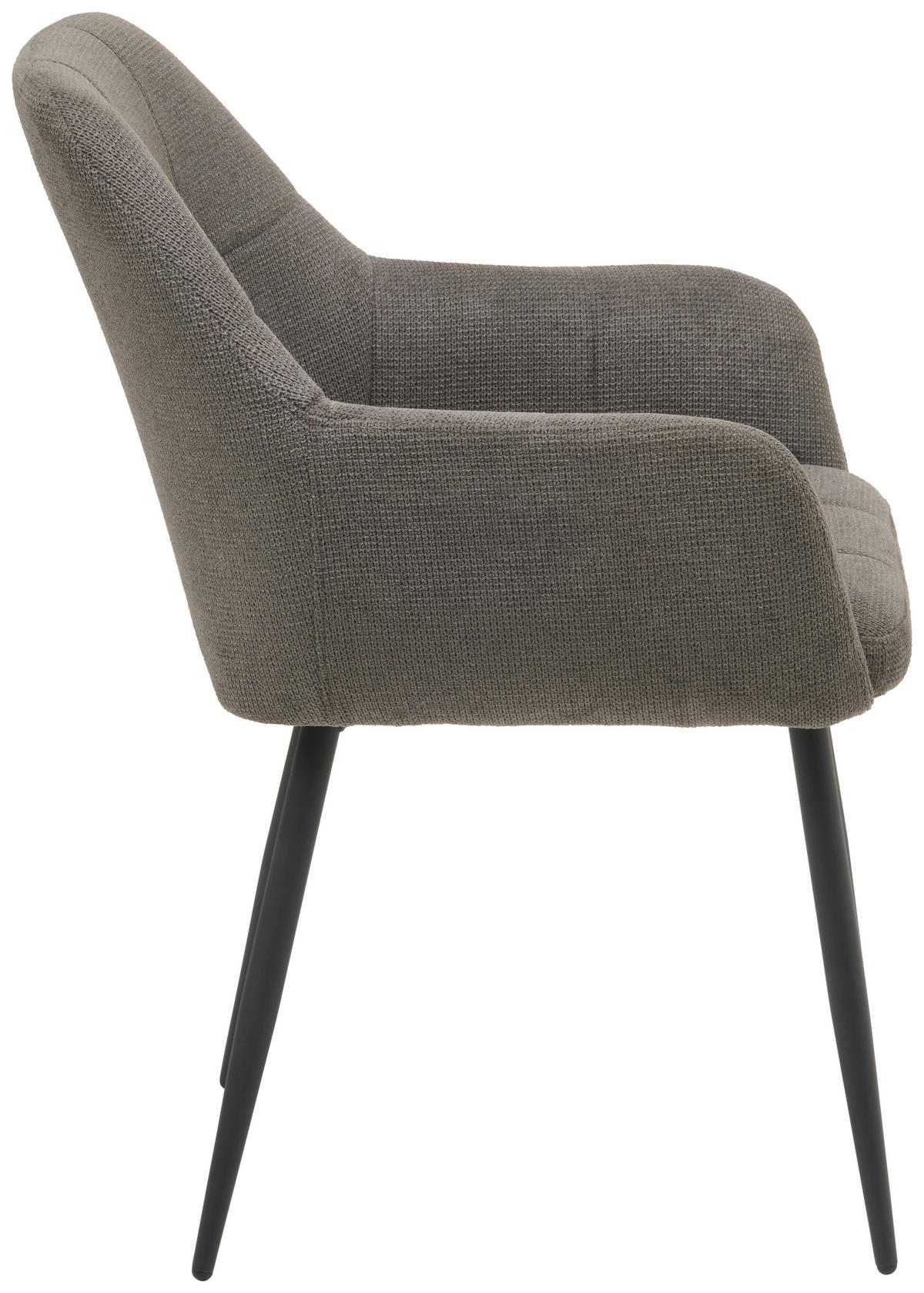 Armlehnstuhl Mira Webstoff Dunkelgrau, B: 58 cm - Dunkelgrau/Schwarz, KONVENTIONELL, Textil/Metall (58/88/63cm) - MID.YOU