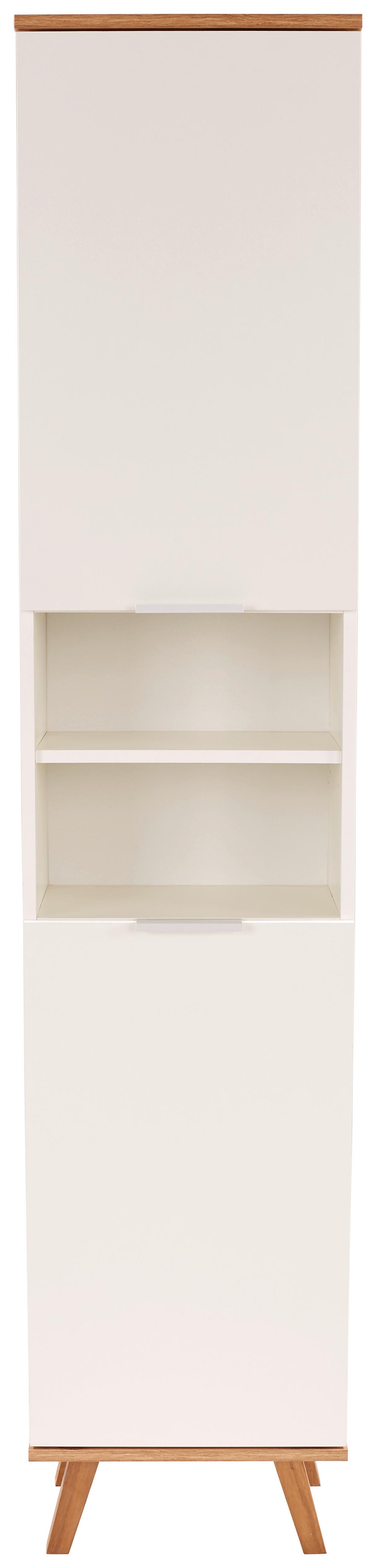 Vysoká skriňa do kupeľne Turin šírka 40cm - biela/dub wotan, Modern, kov/drevo (40/195/30cm)