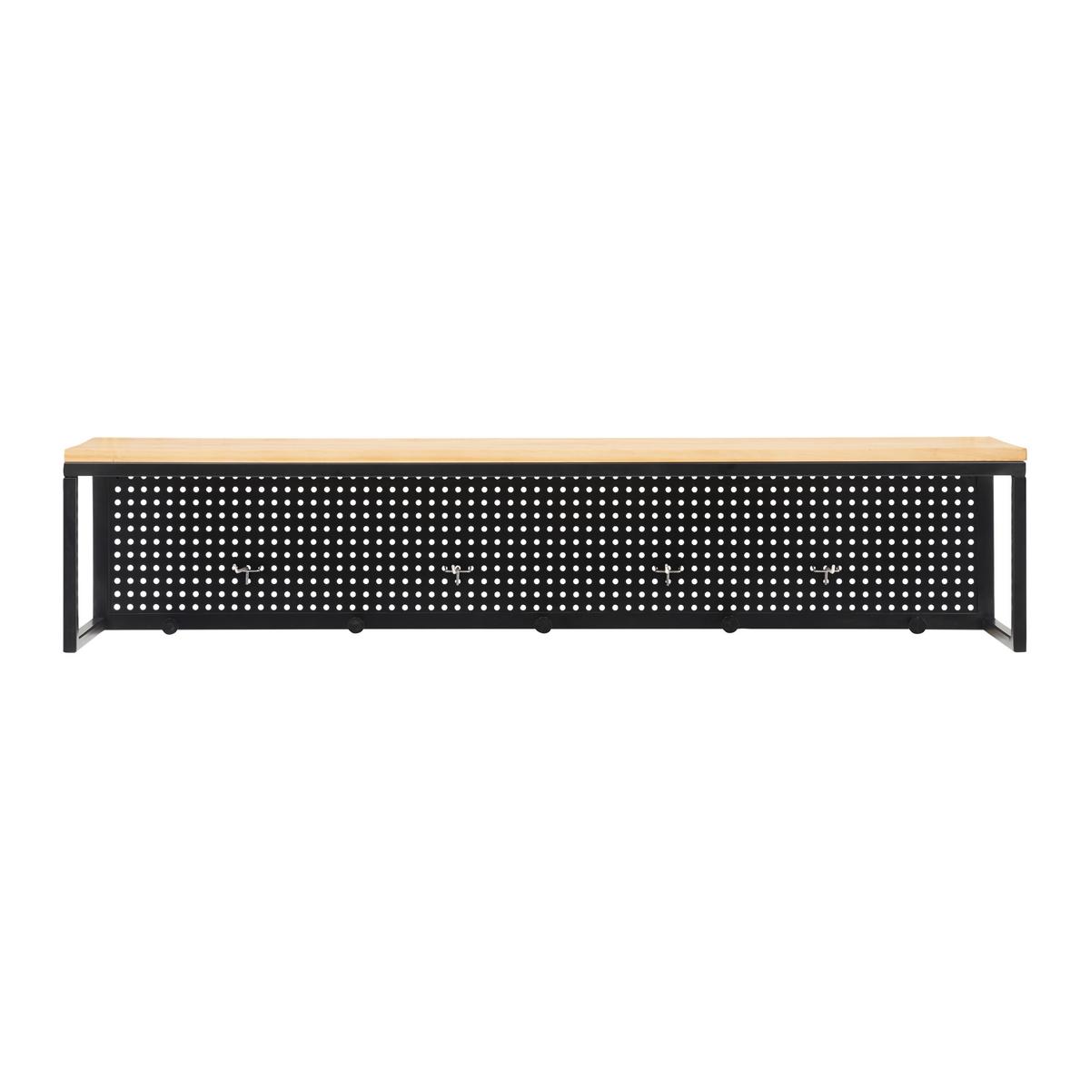 Šatní panel LORENZO - barvy borovice/černá, Moderní, kov/dřevo (110/22/20cm) - Bessagi Home