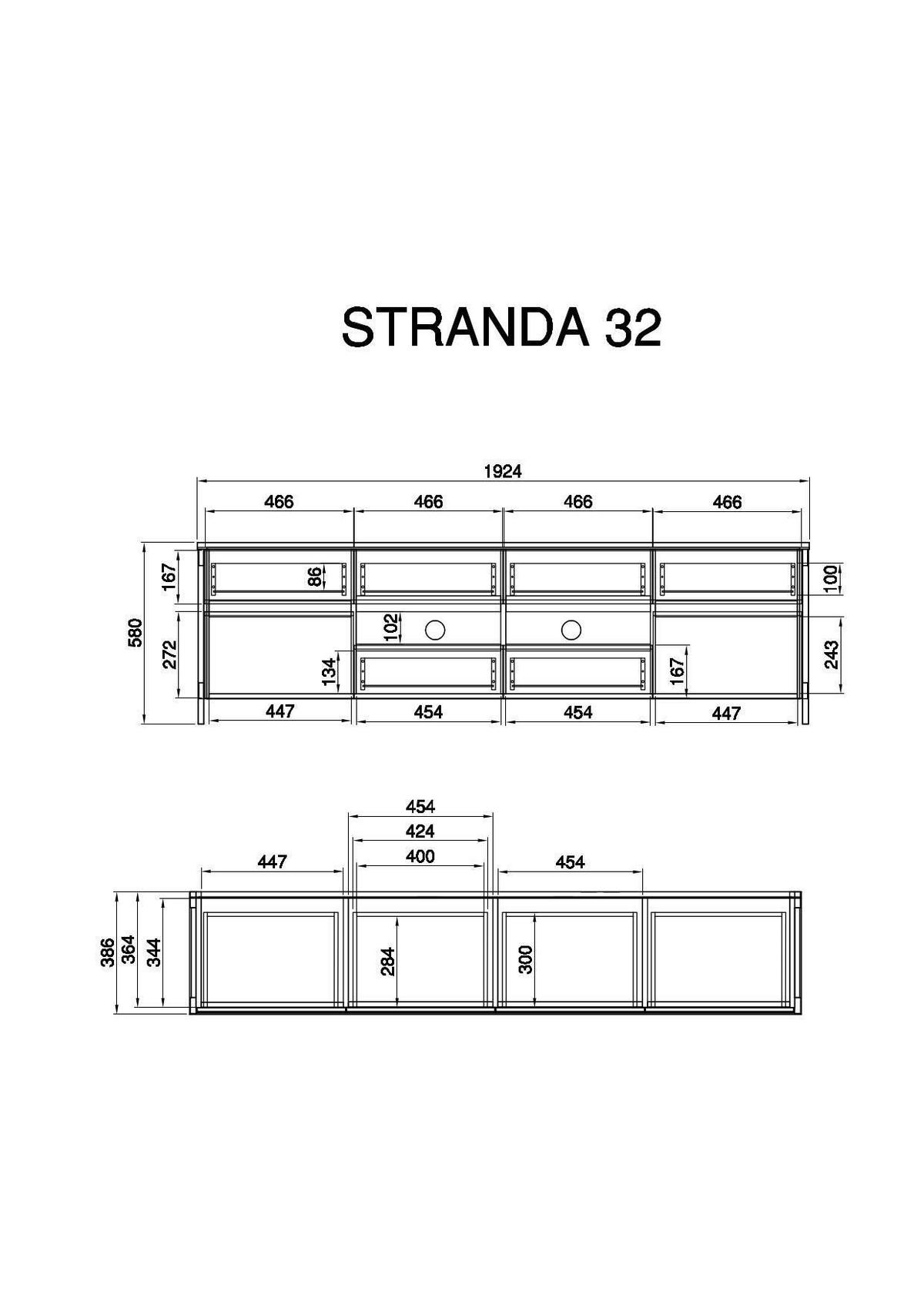 Lowboard Stranda Weiß/Eiche B: 193cm - Eichefarben/Weiß, Design, Holzwerkstoff (193/58/39cm) - MID.YOU