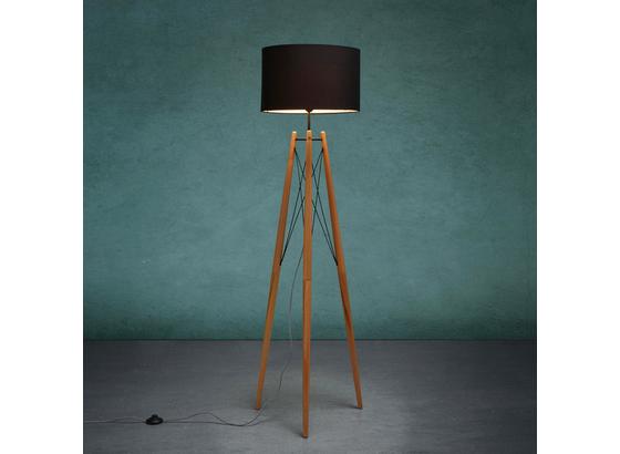 Stojací Lampa Goa - černá/hnědá, Moderní, dřevo/textil (60/156cm) - Modern Living Stojací Lampa Goa - černá/hnědá, Moderní, dřevo/textil (60/156cm) - Modern Living