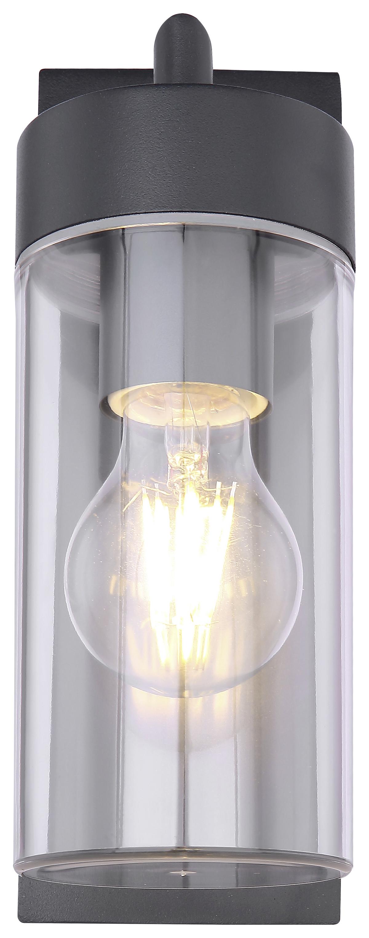 Außenleuchte Vessa 15 Watt Aluminium, Wandmontage - Klar/Anthrazit, Basics, Kunststoff/Metall (8,9/25cm) - Globo