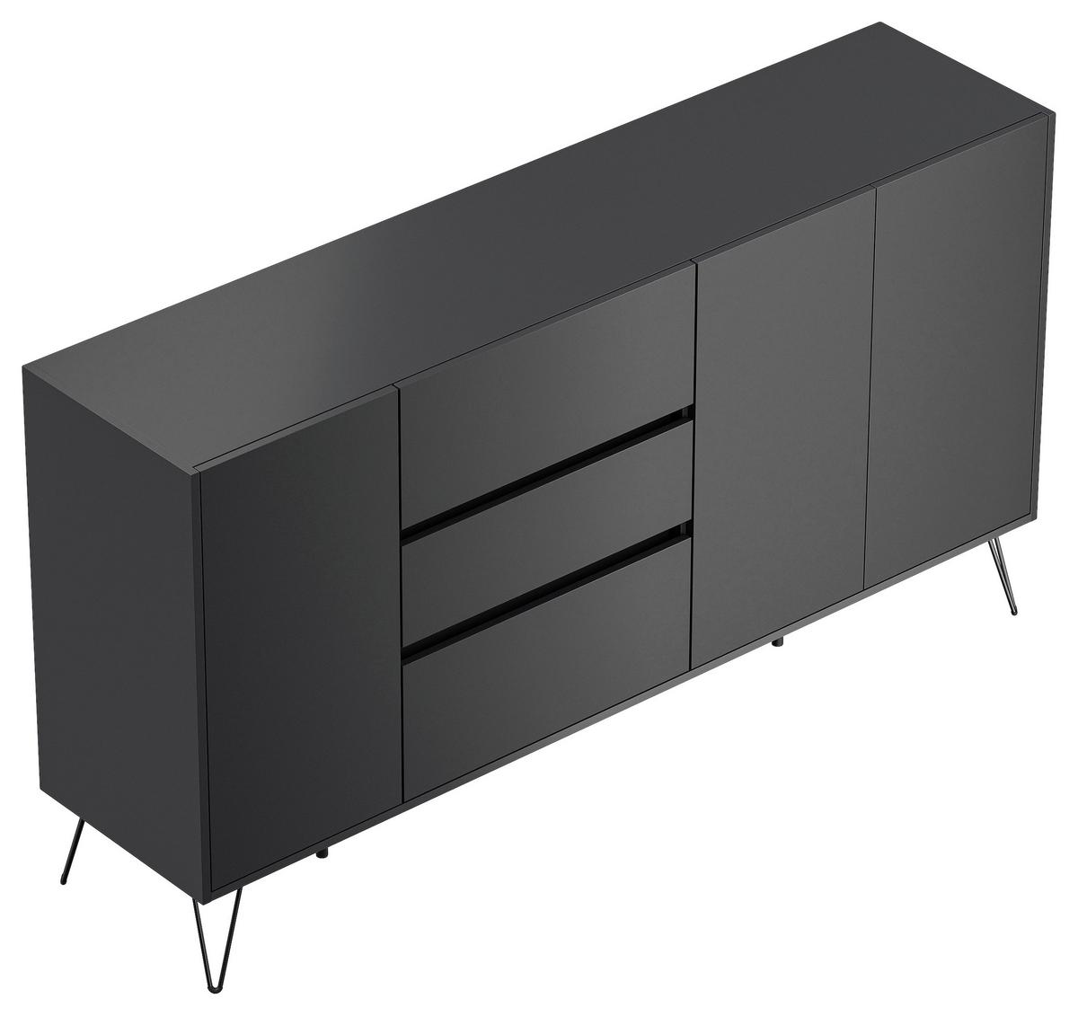 Sideboard Posseik Industrial Graphitfarben B: 177cm - Schwarz/Graphitfarben, Design, Holzwerkstoff (177/93,6/42cm) - P & B