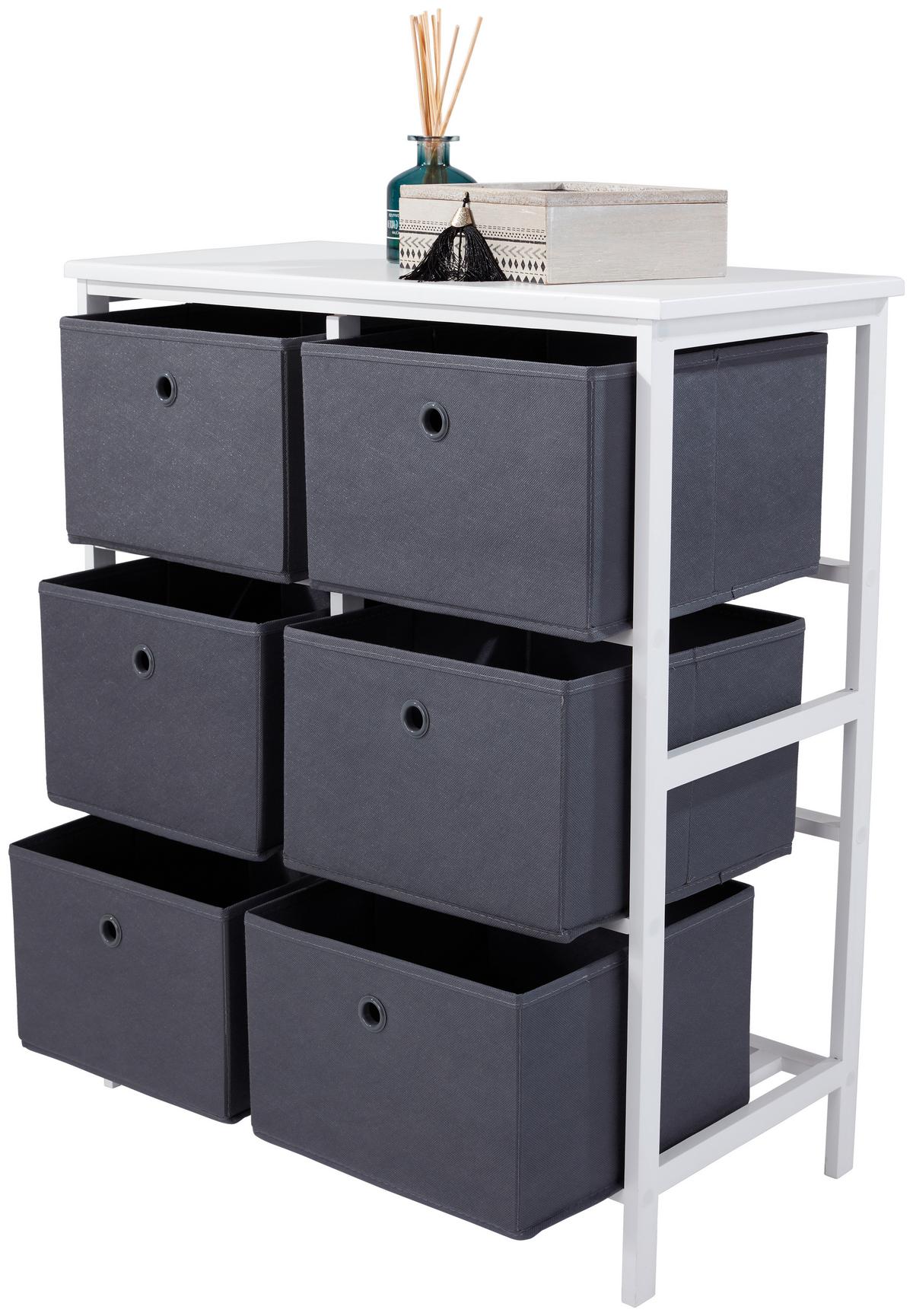 Regal inkl. Boxen Oliver B: 70 cm, Weiß/Grau - Weiß/Grau, MODERN, Holzwerkstoff/Textil (70/80/30cm)