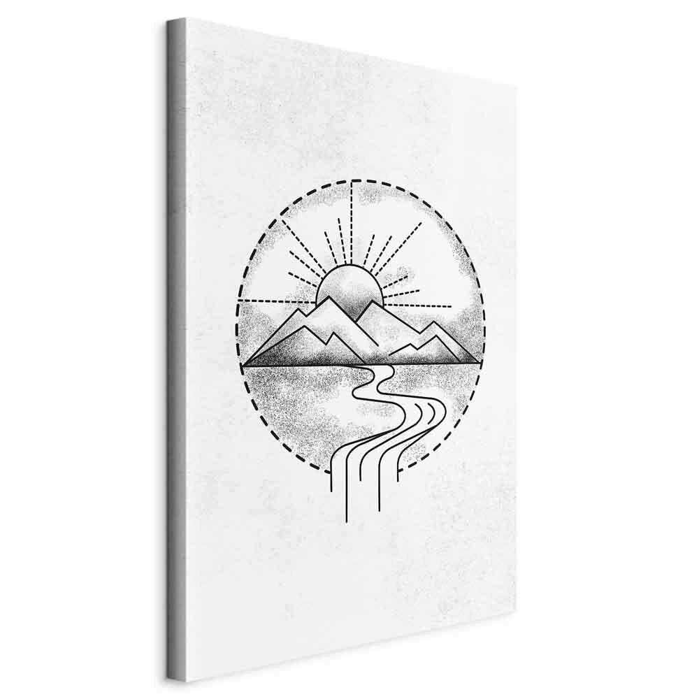 Leinwandbild Mountain Schwarz Grauweiß B: 40 cm