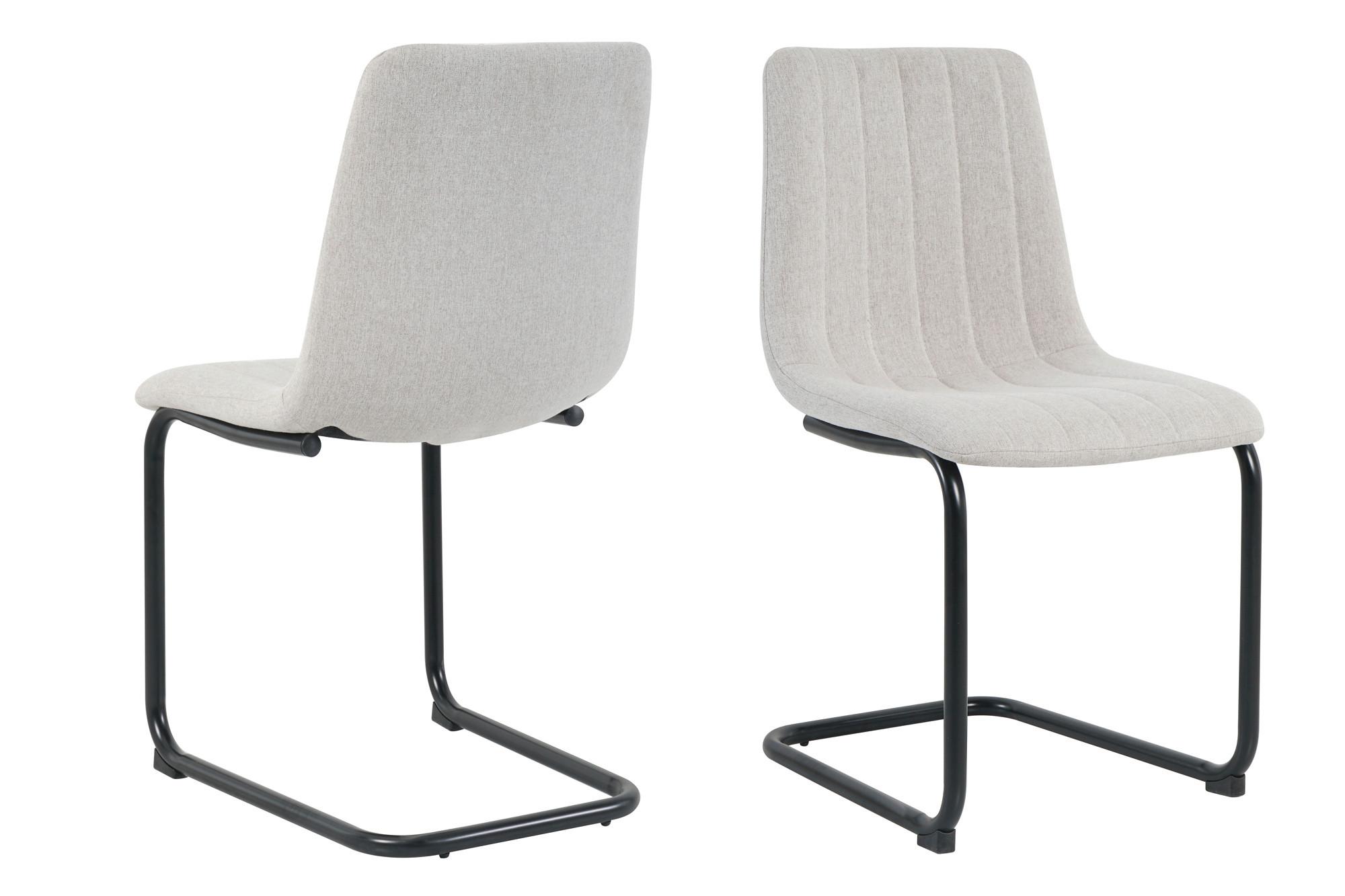 STUHL-SET Strukturgewebe beige, B: 43cm - Beige/Schwarz, Design, Textil/Metall (43/87/53cm) - Livetastic