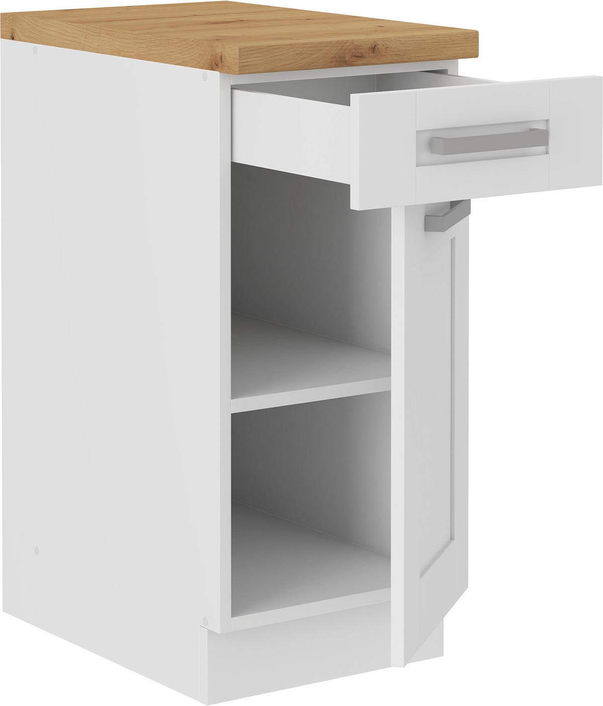 Küchenunterschrank Luisa B: 40 Cm Weiß Mit Lade - Weiß/Eiche Artisan, ROMANTIK / LANDHAUS, Holzwerkstoff (40/86/60cm) - Ondega