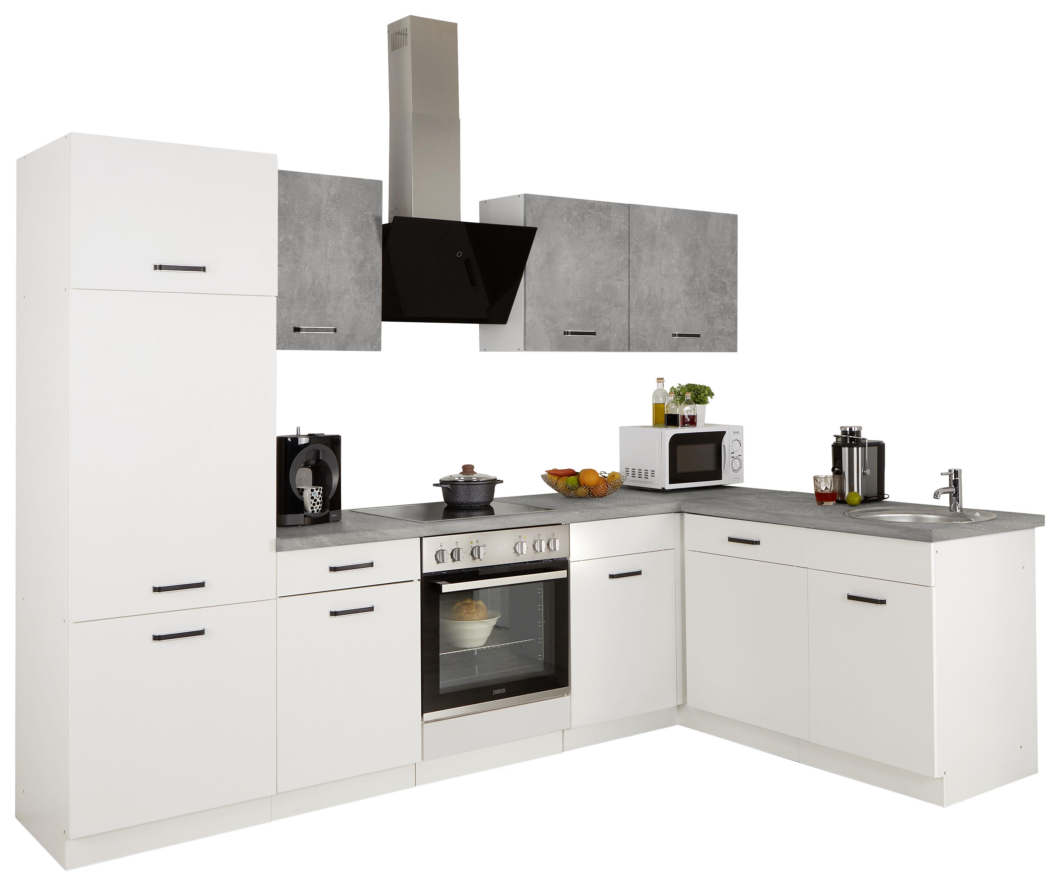 Eckküche Bozen ohne Geräte 280x172 cm Betonoptik/Weiß - Weiß/Grau, MODERN, Holzwerkstoff (280/172cm)